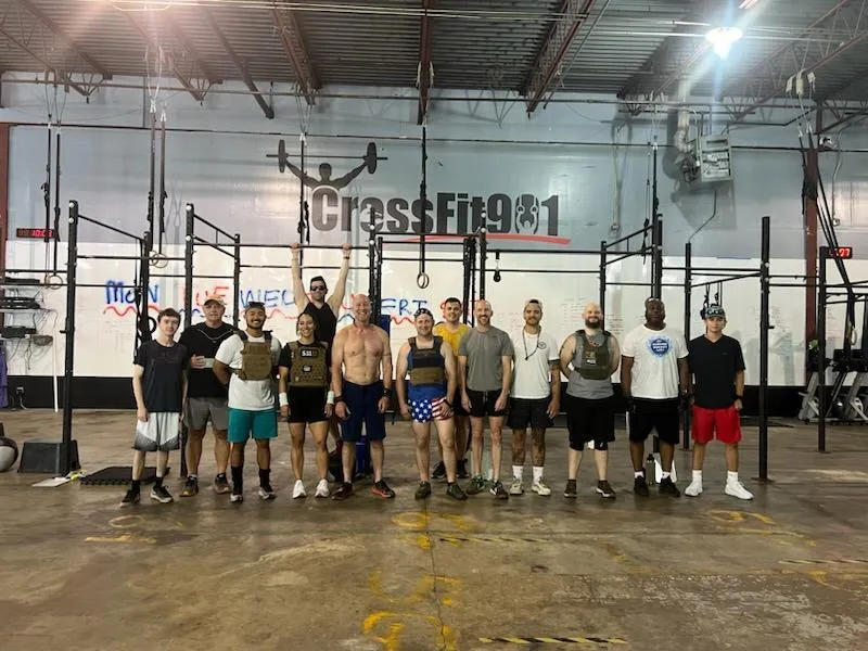 CrossFit Memorial Day 'Murph' Workout and BBQ Bash 2024 Event Group Photo with Fit 901 | CrossFit 901 Logo in Memphis TN