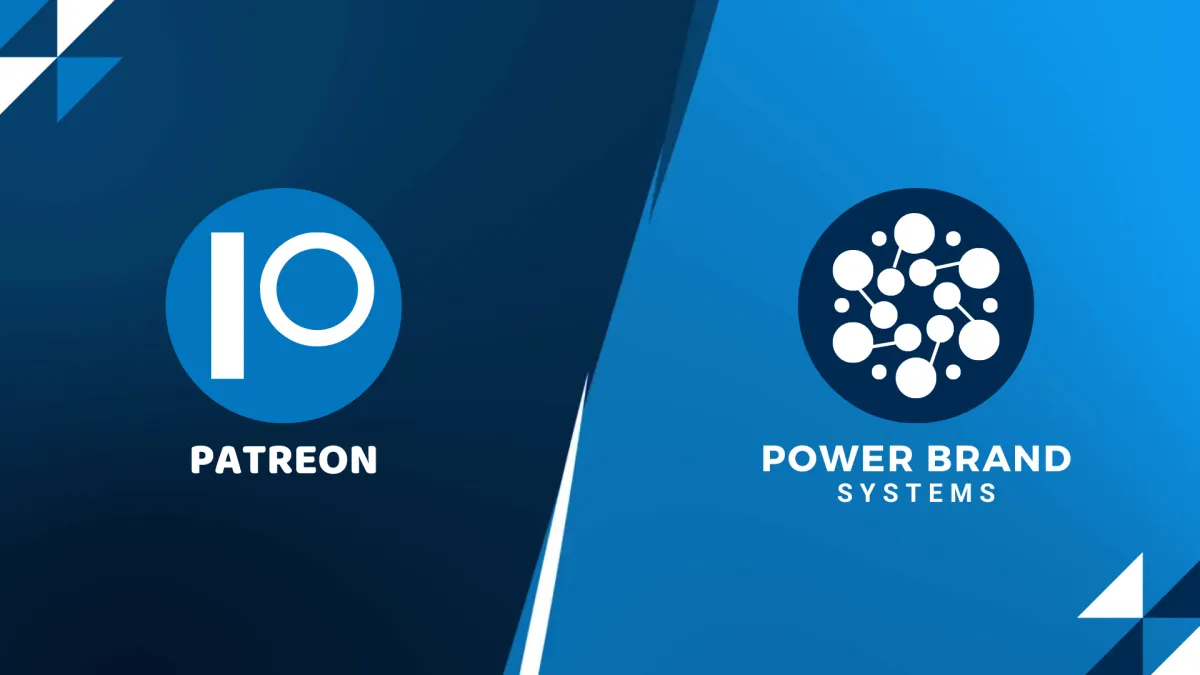 Visual representation featuring the logos of PowerBrandSystems and Patreon separated by a 'vs' symbol, symbolizing a comparison between the two platforms in the realm of membership, monetization, and community building for digital creators and online businesses.