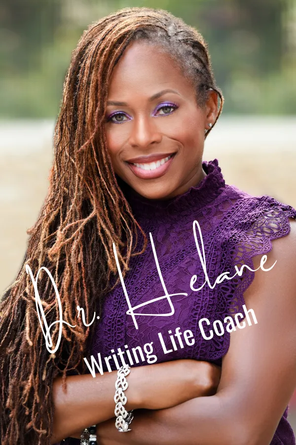 Dr. Helane in purple with signature