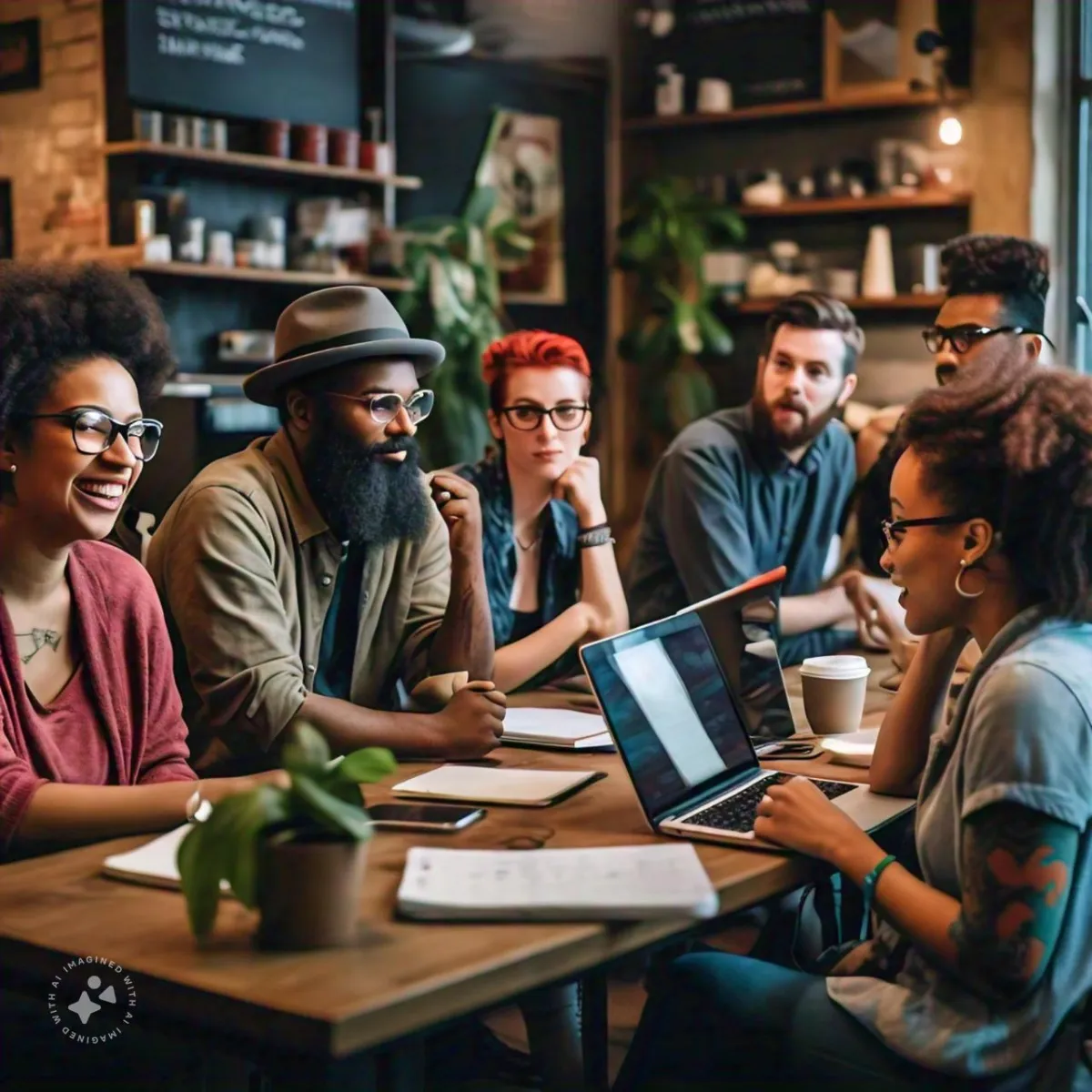 diverse group of creative adults seated together