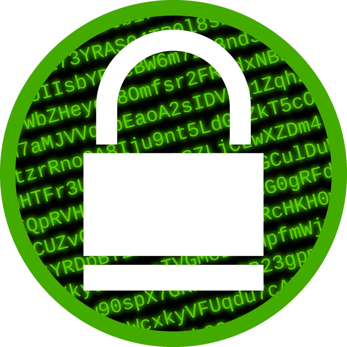 Padlock over green code