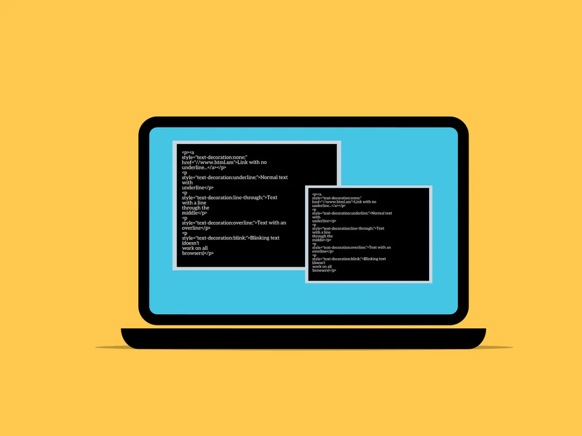 Laptop on yellow background