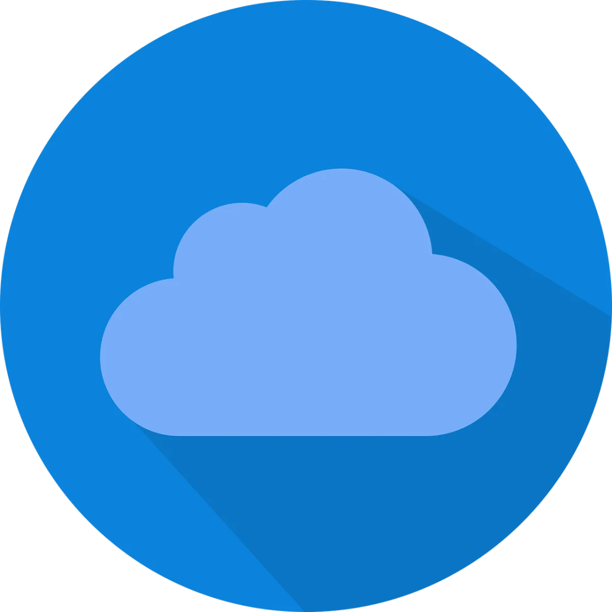 Blue cloud on a slightly darker blue circle.