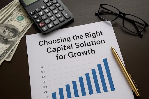 Capital strategy document and financial planning tools on executive desk
