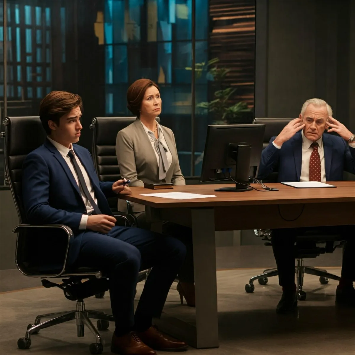 Executives in a tense boardroom meeting, symbolizing private equity firms seeking better banking relationships for portfolio companies.