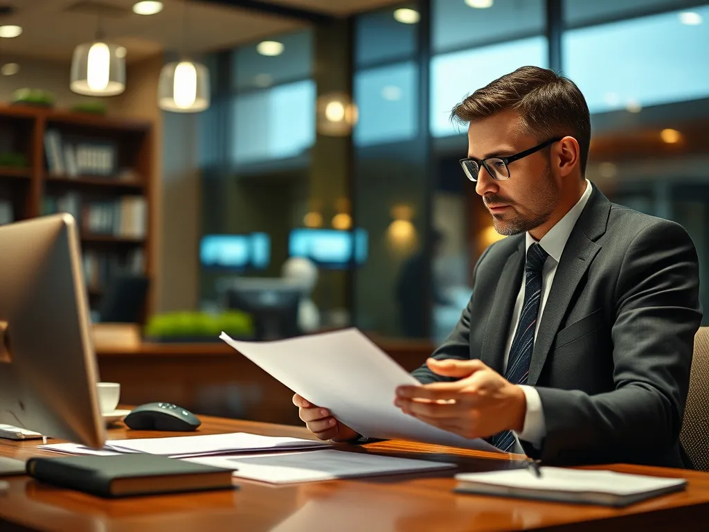 Professional advisor reviewing documents at a desk, symbolizing best practices for bankers and advisors when referring clients.