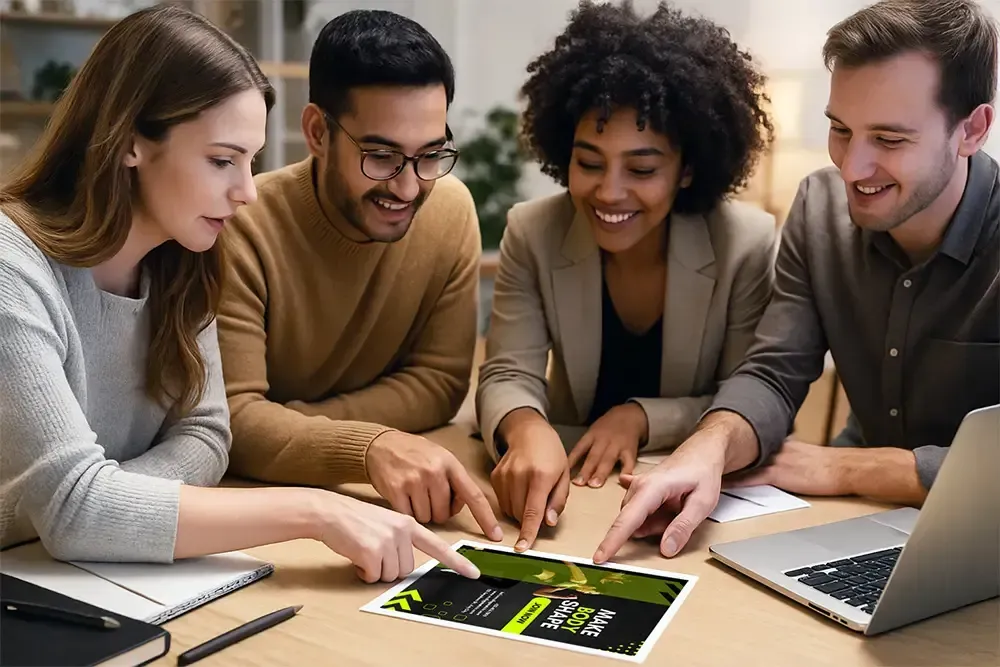 Postcard marketing tools concept showing call tracking, digital coupons, SMS engagement, and local business growth strategy