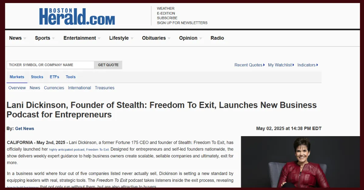 Lani Dickinson, Founder of Stealth: Freedom To Exit, Launches New Business Podcast for Entrepreneurs