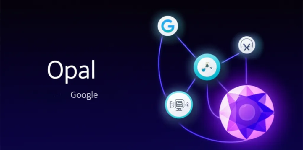 Google Opal AI interface glowing orbs no-code automation tool