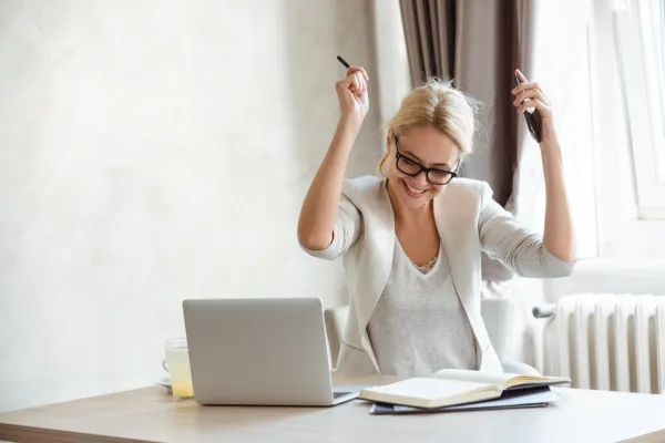 Woman with a Journal Celebrating
