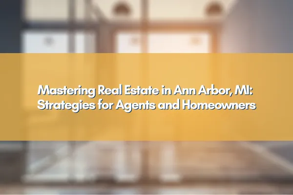 Real estate growth chart and Ann Arbor city skyline