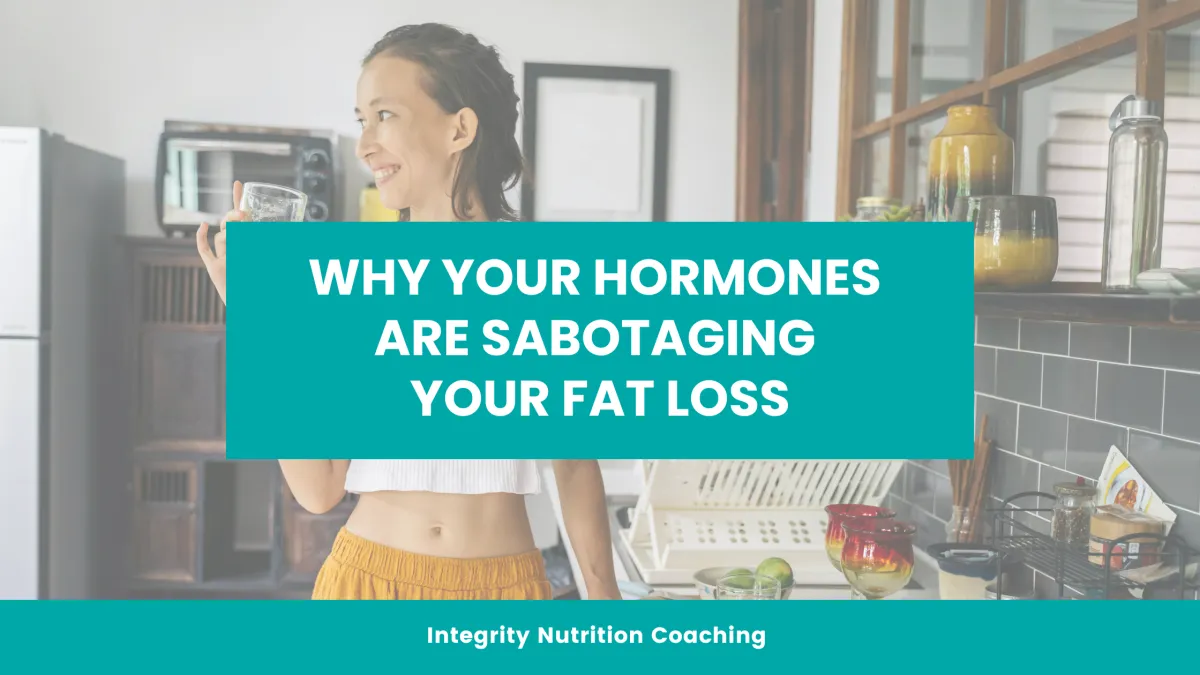 Busy woman managing hormones and healthy eating for fat loss.