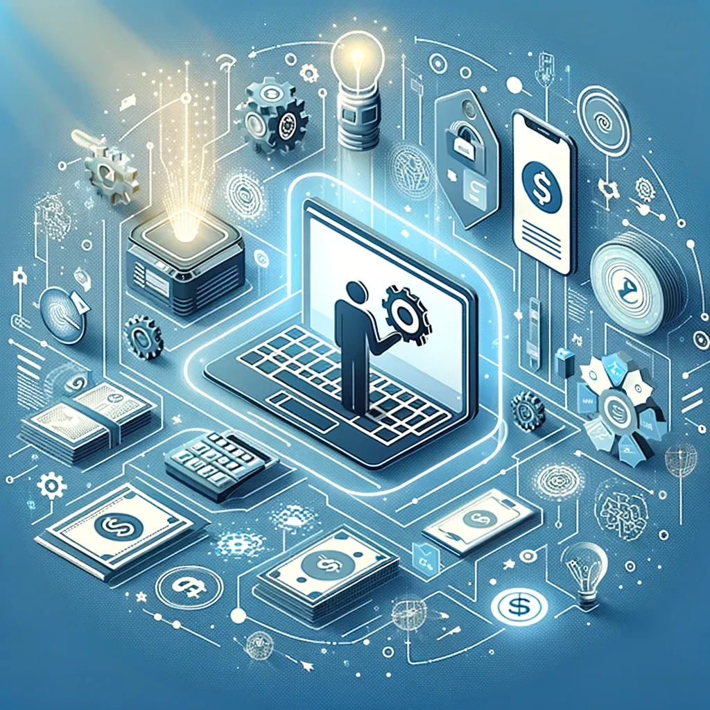 Focusing on the integration of payment systems with business automation, highlighting transaction efficiency and seamless customer experience.