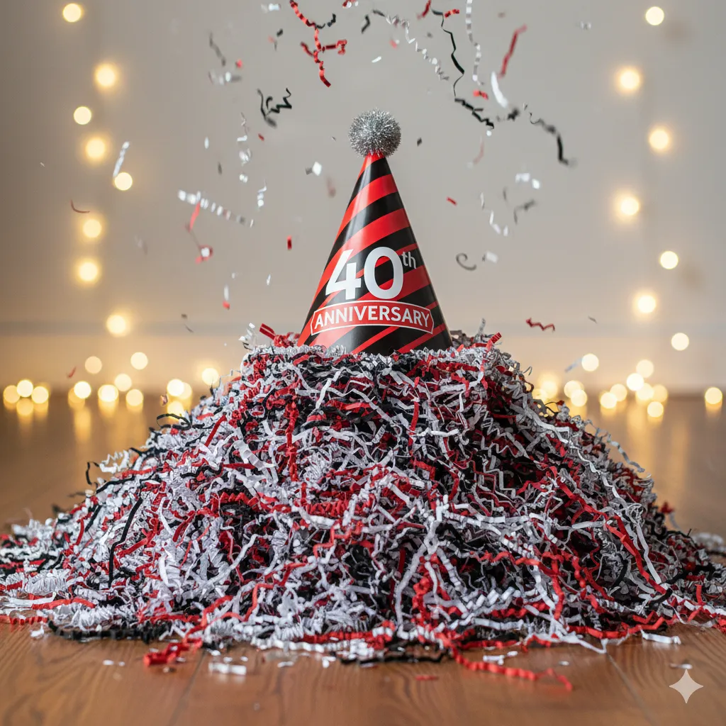 party hat and shredded paper