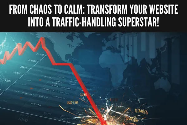 A website dashboard showing traffic spikes and smooth server performance.