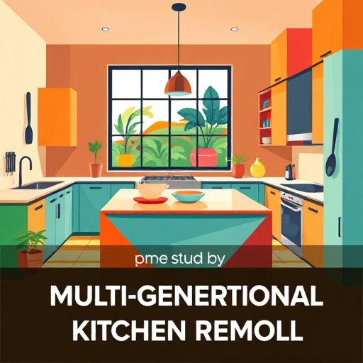 A vibrant mural-style depiction of a spacious kitchen, reflecting professional kitchen renovation services in Bremerton, Washington. The focal point is an intricately designed kitchen island made from rich, recycled wood, featuring fresh herbs in rustic pots, emphasizing sustainability. To the left, a modern stove with copper accents reflects warm light from a whimsical pendant lamp resembling a bubbling pot of stew, creating an inviting atmosphere. The back wall showcases a stunning backsplash of colorful tiles depicting local landscapes—lush forests and serene waterways—blended with contemporary design elements. The color palette includes splashes of teal and warm ochre, contributing to a professional yet welcoming ambiance. In the foreground, playful elements like a whimsical cat peeking from a potted plant and a vintage floral teapot beside a sink add charm. An oversized clock integrates seamlessly into the cabinetry, highlighting the importance of time in the kitchen. The walls boast bold strokes inspired by Mexican Muralism, featuring deep reds, bright greens, and earthy browns that evoke energy and calm. A window reveals a glimpse of Bremerton's picturesque landscape, grounding the scene and adding local flavor. This composition captures the creativity and inspiration of home cooking, showcasing the transformative power of renovation and inviting viewers to elevate their culinary spaces.