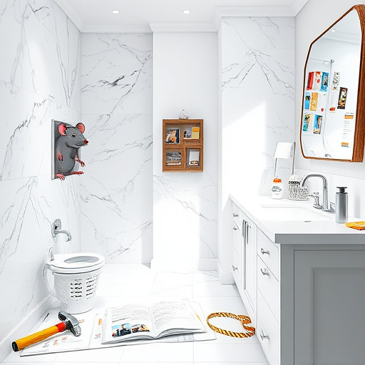 A stylish modern kitchen and bathroom display an elegant, well-lit space focused on kitchen and bath remodeling. The kitchen features sleek countertops and state-of-the-art appliances, enhanced by a vibrant backsplash of colorful tiles in warm reds and cool blues, fostering a creative atmosphere. Adjacent, the luxurious bathroom showcases a freestanding bathtub surrounded by plush bath essentials, including chic towels and aromatic candles for a peaceful setting. Quirky touches like a cheeky rubber duck and whimsical kitchen utensils add playful character. Large windows bathe the room in sunlight, while potted plants introduce a refreshing natural element. The soft, harmonious color palette features pastel accents alongside vibrant pops, creating a lively yet serene mood that inspires transformation and innovation in home design. The overall composition captures a sense of ambition and creativity, inviting viewers to envision their ideal living spaces.