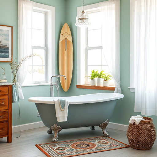 A captivating blog cover image showcasing the theme of "Professional Bathroom Contractors in Tracyton, Washington." The scene features a beautifully designed bathroom that blends contemporary style with traditional African art influences. An intricately designed mural adorns the wall, depicting abstract patterns inspired by African textiles, adding cultural richness to the space.
In the foreground, a polished wooden vanity displays an elegant vase filled with colorful handwoven baskets, infusing warmth and creativity into the design. A large mirror reflects the bathroom's decor, which incorporates natural textures like bamboo and jute, harmonizing modern aesthetics with nature-inspired elements.
The ambiance is calm and professional, highlighted by whimsical hand-painted ceramic animals on a shelf, each symbolizing unique traits of skilled craftsmanship. The serene background reveals Washington’s lush greenery through a frosted window, allowing soft light to illuminate the room with a tranquil glow. The rich and earthy color palette features warm browns, muted greens, alongside vibrant accents of coral and gold, enhancing the overall spirit of the image. This artwork captures the essence of professional bathroom contracting while celebrating the cultural heritage and natural beauty of Tracyton, effectively drawing readers to the blog.