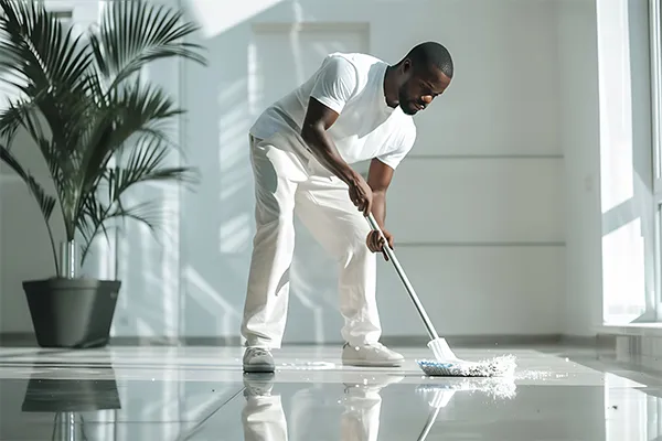Men cleaning a floor