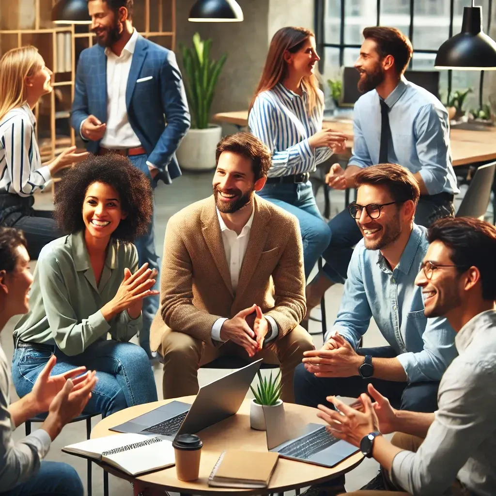 group of professionals in a collaborative setting, representing the concept of a network of opportunity built on mutual growth and support.