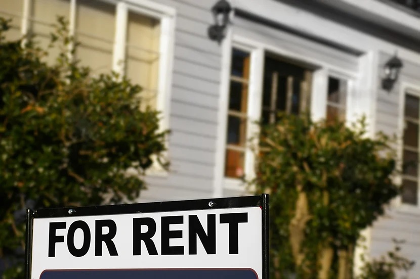 rental property with sign outside