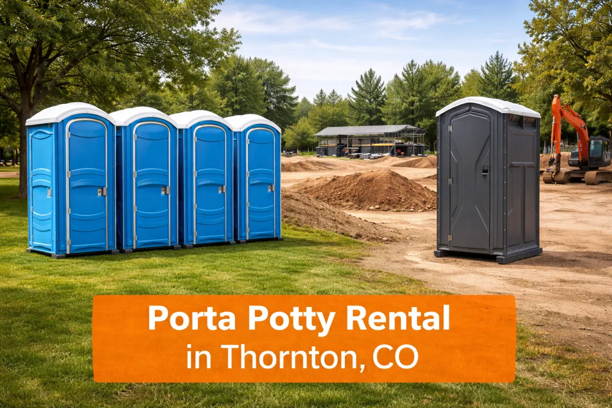 Porta potty rental in Thornton, Colorado showing event units and construction porta potties