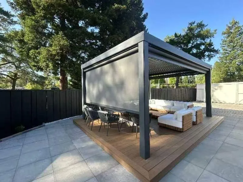 Custom aluminum pergola in Orange County backyard
