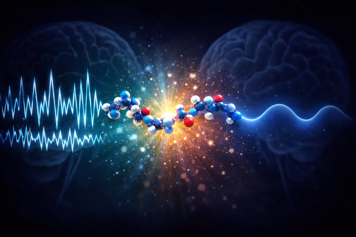 DSIP delta sleep-inducing peptide illustration showing brain wave transition from wakefulness to deep delta sleep