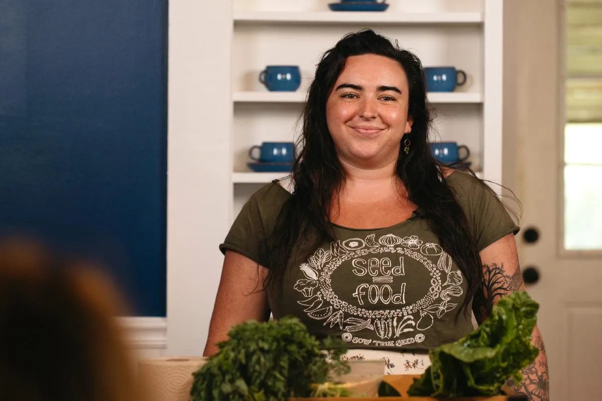 Vannah, ecological designer and farmer, sharing insights on her farm-fresh wellness products