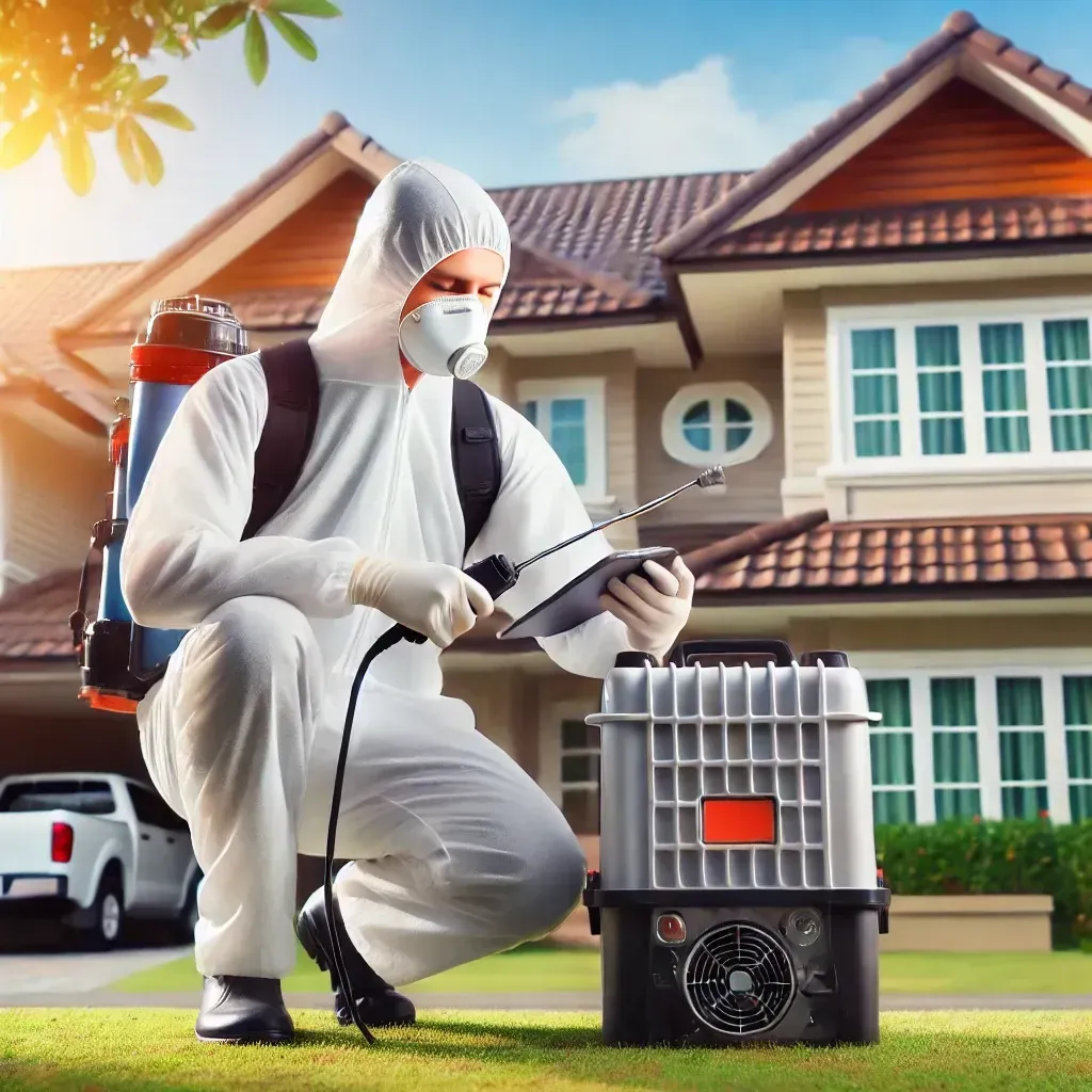 A pest control technician inspecting a home in Lower Bucks County, Pennsylvania.