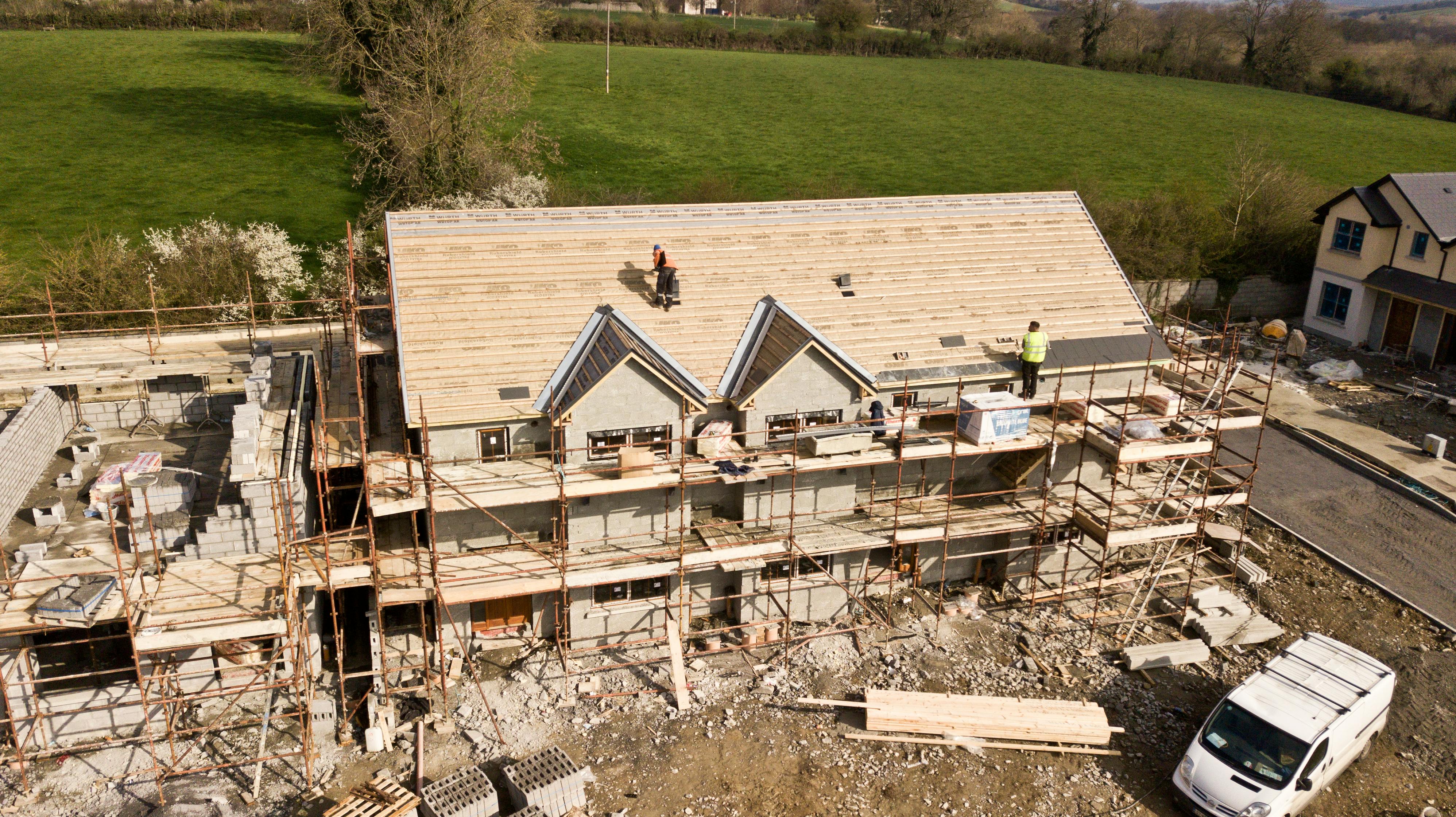 house under renovation and construction aerial view
