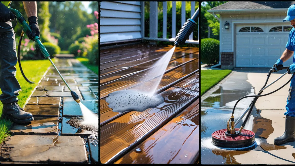 Power washing sidewalk, deck, and driveway to boost home curb appeal in Atlantic Highlands NJ