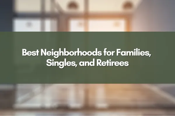 Boise neighborhoods with family parks, busy city streets, and peaceful retiree communities, showcasing the city's variety.