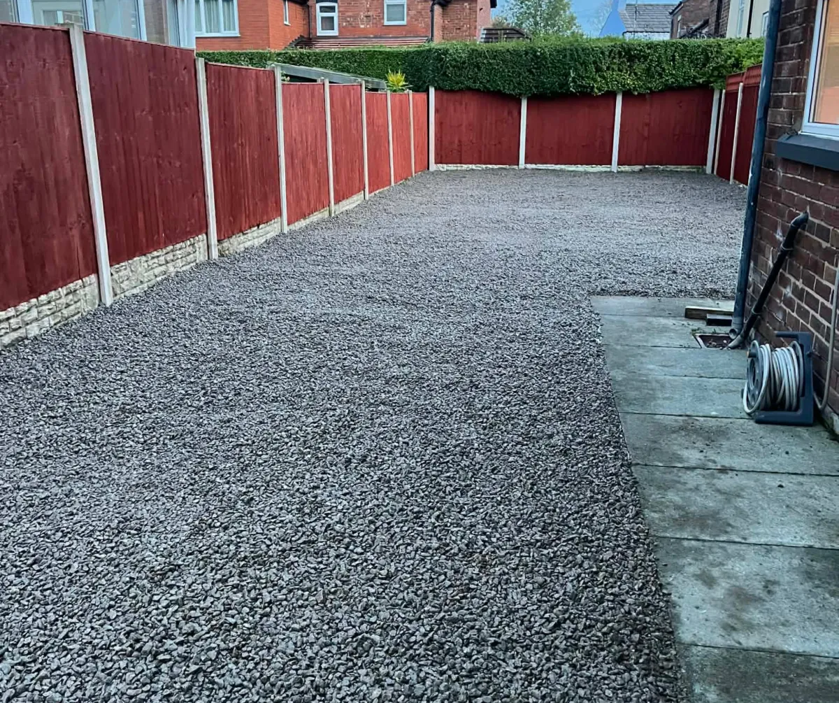 New gravel driveway installation at residential property in Lancashire