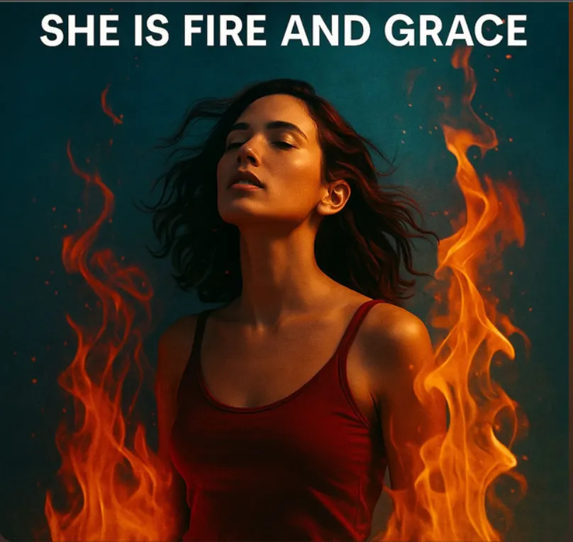 She is fire and grace woman with fire woman on fire