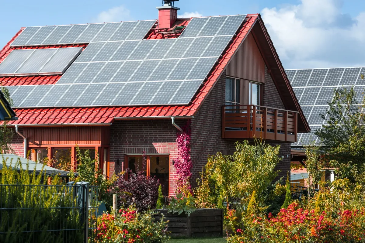 North facing solar panels on a domestic property