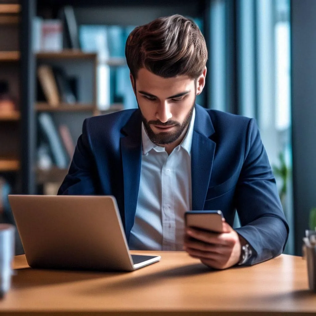 man sitting in front of the computer