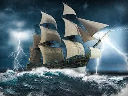 Stormy Sea with a Steady Ship
