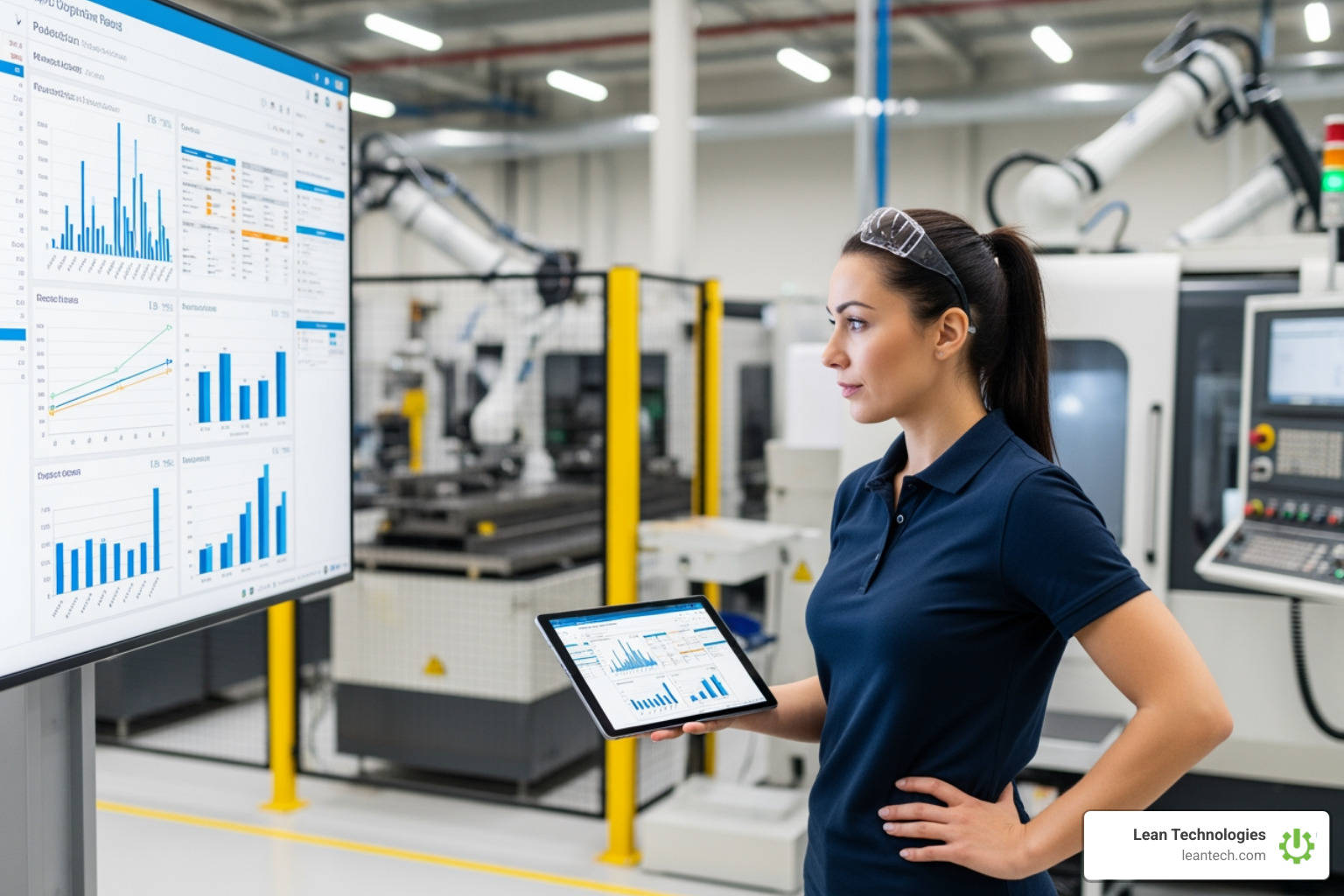 manufacturing manager reviewing production data - Real time production monitoring