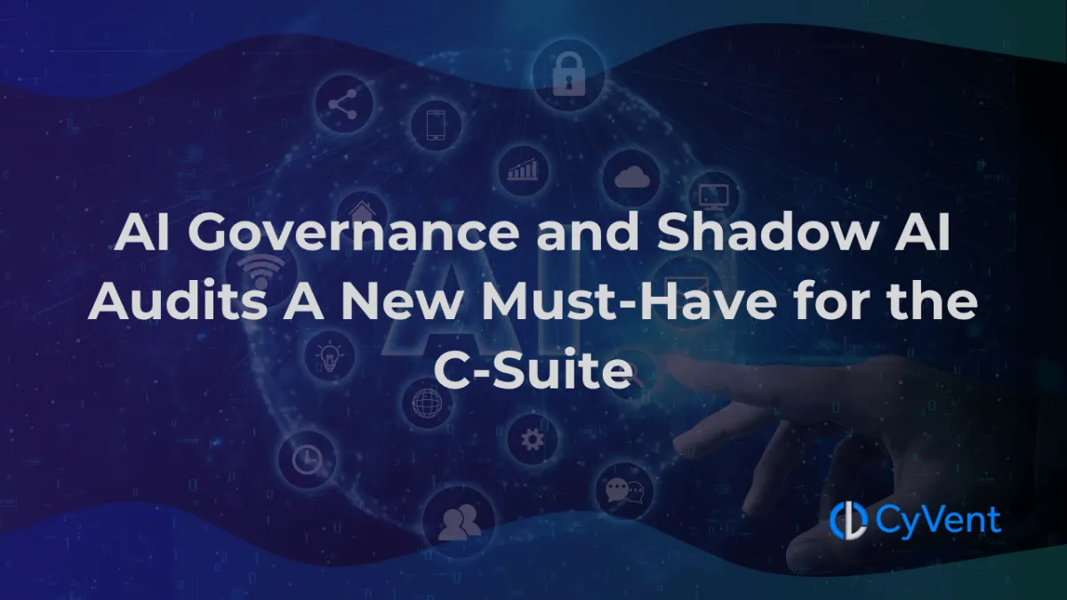 AI governance and shadow AI audits banner for C-suite executives in enterprise cybersecurity strategy.
