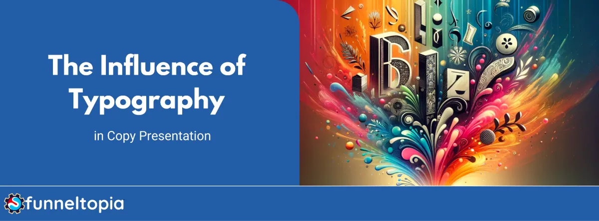 Diverse typography styles emerging from an open book, symbolizing the impact of typography in copywriting.