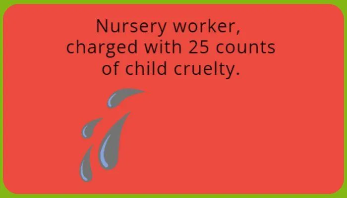 Nursery Worker Charged with 25 Counts of Child Cruelty
