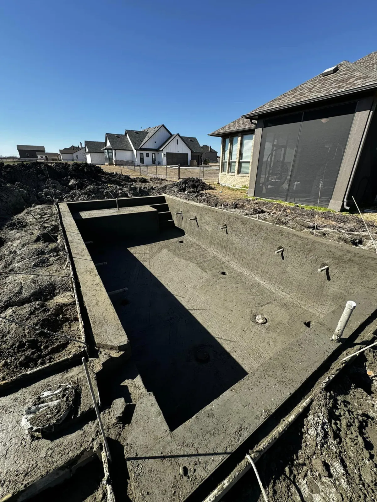 pool construction with plumbing