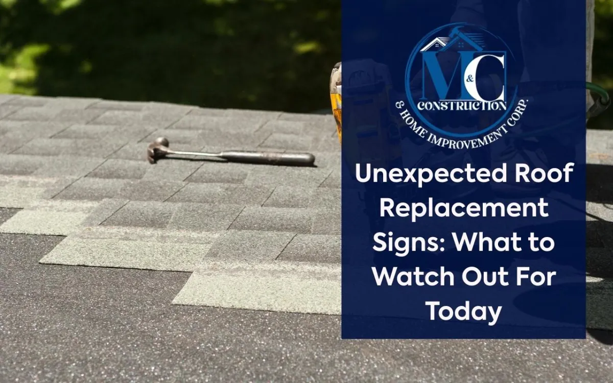 Roof replacement signs showing damaged shingles