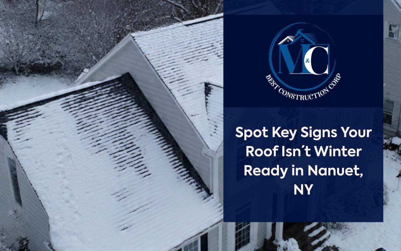 Signs Your Roof Is Not Winter Ready in Nanuet, NY shown by a roofline with visible sagging