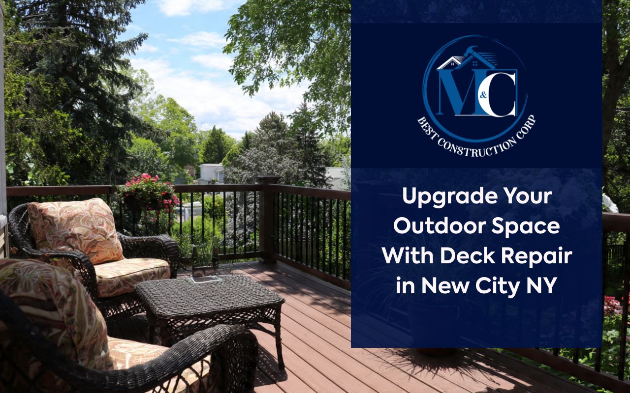 Deck repair in New City NY with reinforced railing for safer outdoor use