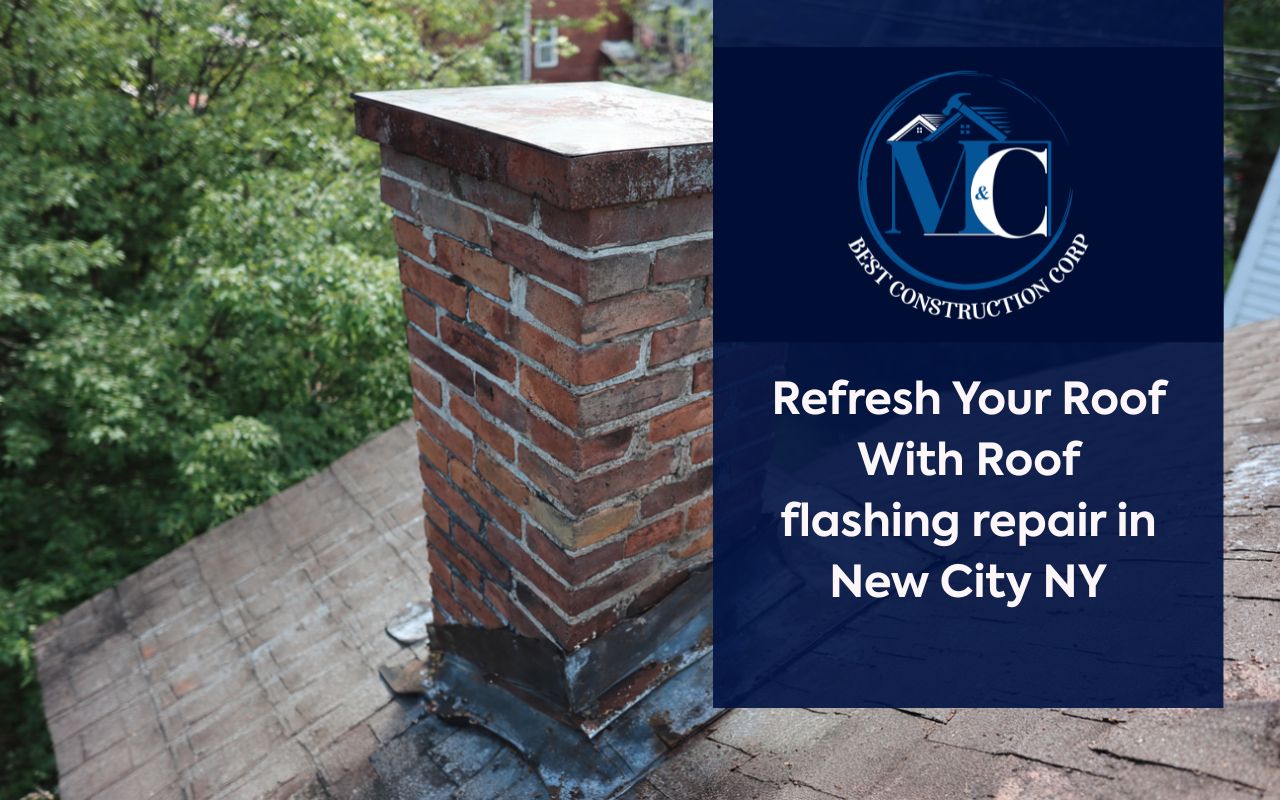 Roof flashing repair in New City NY sealing chimney flashing to stop leaks