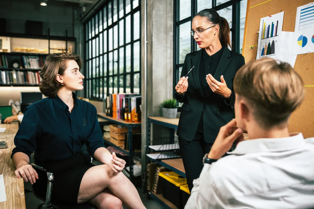 empowered businesswoman team leader