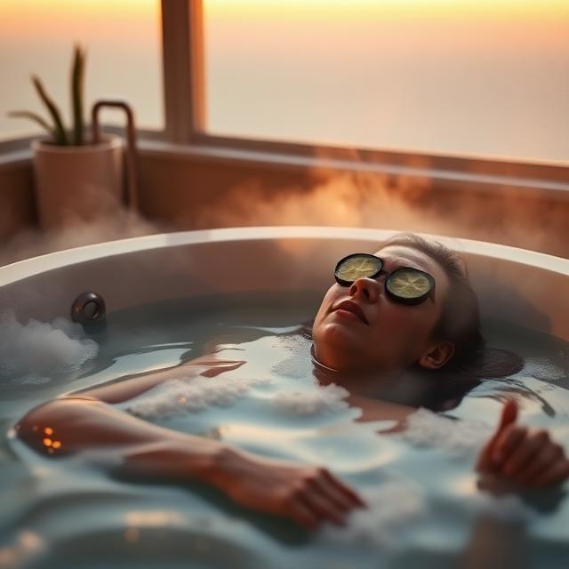 Person enjoying peaceful self-care moment at home with warm tones and soft morning light