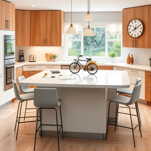 A sophisticated Art Deco kitchen scene featuring a sleek chrome and marble sink illuminated by soft, diffused light. Beside the sink stands an elegant geometric faucet adorned with intricate patterns, surrounded by vibrant ingredients like lush green herbs, ripe tomatoes, and glistening olive oil, symbolizing the joy of cooking. The atmosphere is both professional and playful, encouraging viewers to reimagine their kitchen space while reflecting on renovation costs. Quirky details include a playful faucet-shaped salt and pepper shaker and a cheerful price tag, adding personality without detracting from the main focus. The scene is framed by delicate Art Deco tilework with geometric leaves and swirling patterns, enhancing visual interest. Set against deep navy blue walls accented with gold, the overall color palette of deep blues, shiny golds, and crisp whites creates a luxurious and refined ambiance, perfectly suited for kitchen upgrades. This composition invites an exploration of both the financial and aesthetic dimensions of kitchen renovation, embodying the stylish essence of the Art Deco era.